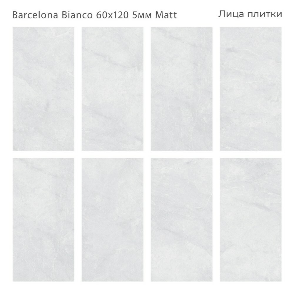 Плитка Barcelona Bianco 60x120 5мм Matt серия Marbles