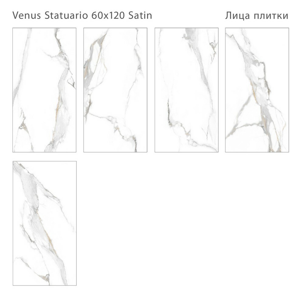Плитка Venus Statuario Satin 60x120 серия Luna Rossa