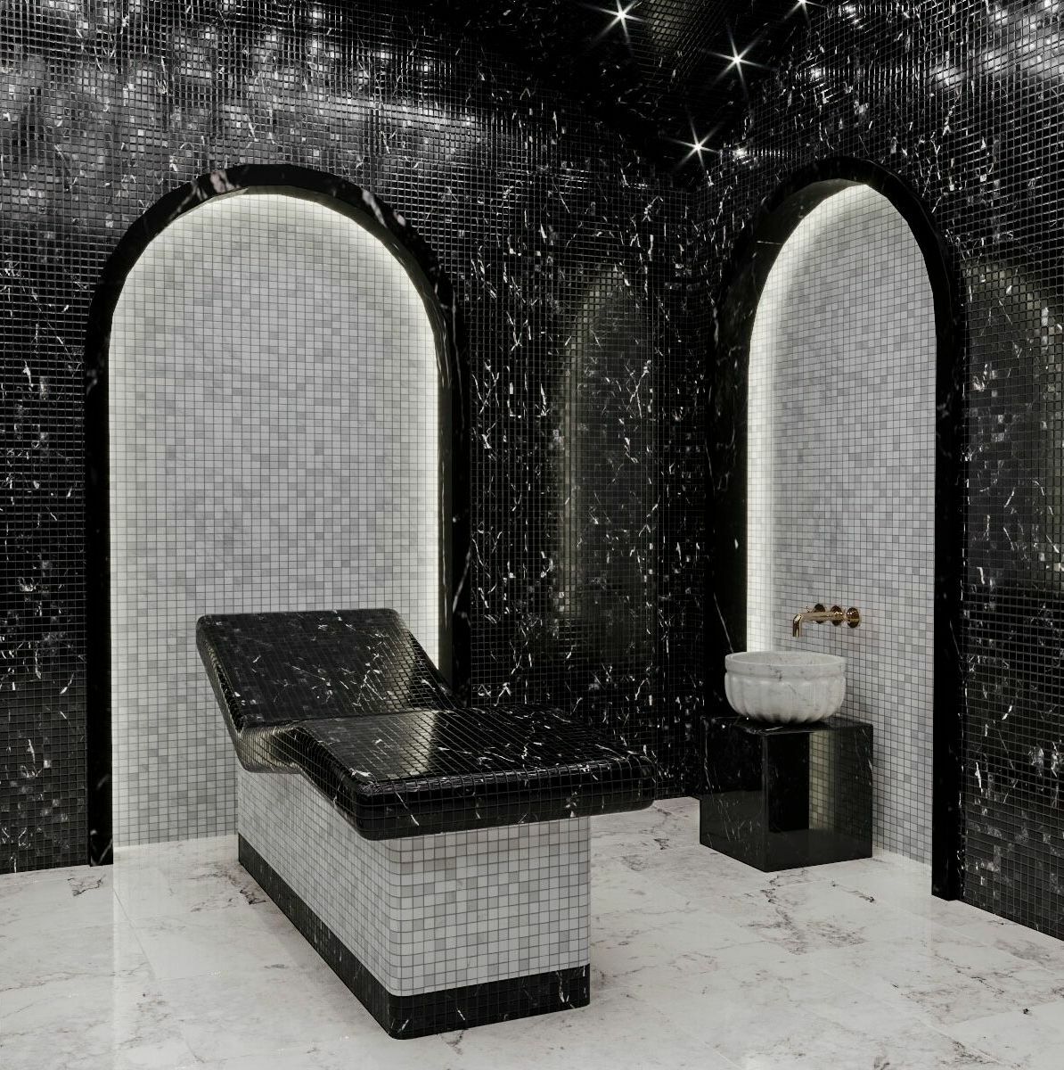 Мозаика Nero Marquina Pol. 30X30x7 серия Orro Stone