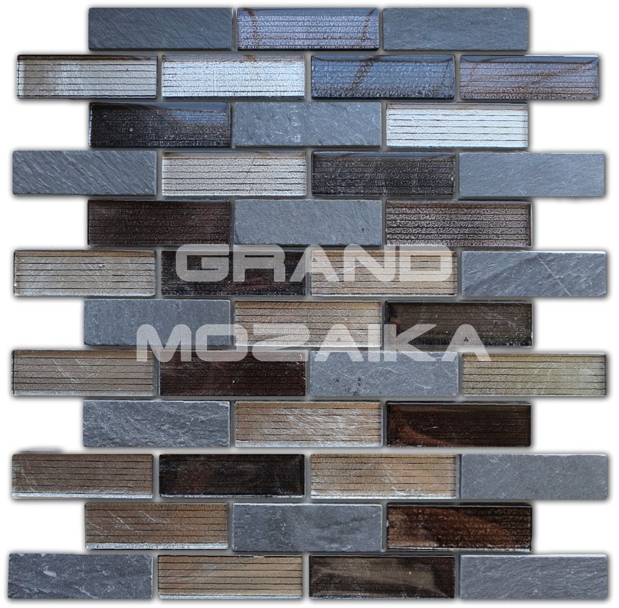 Мозаика Alcantara nero (кирпичная кладка) 23x73x8 серия Naturelle