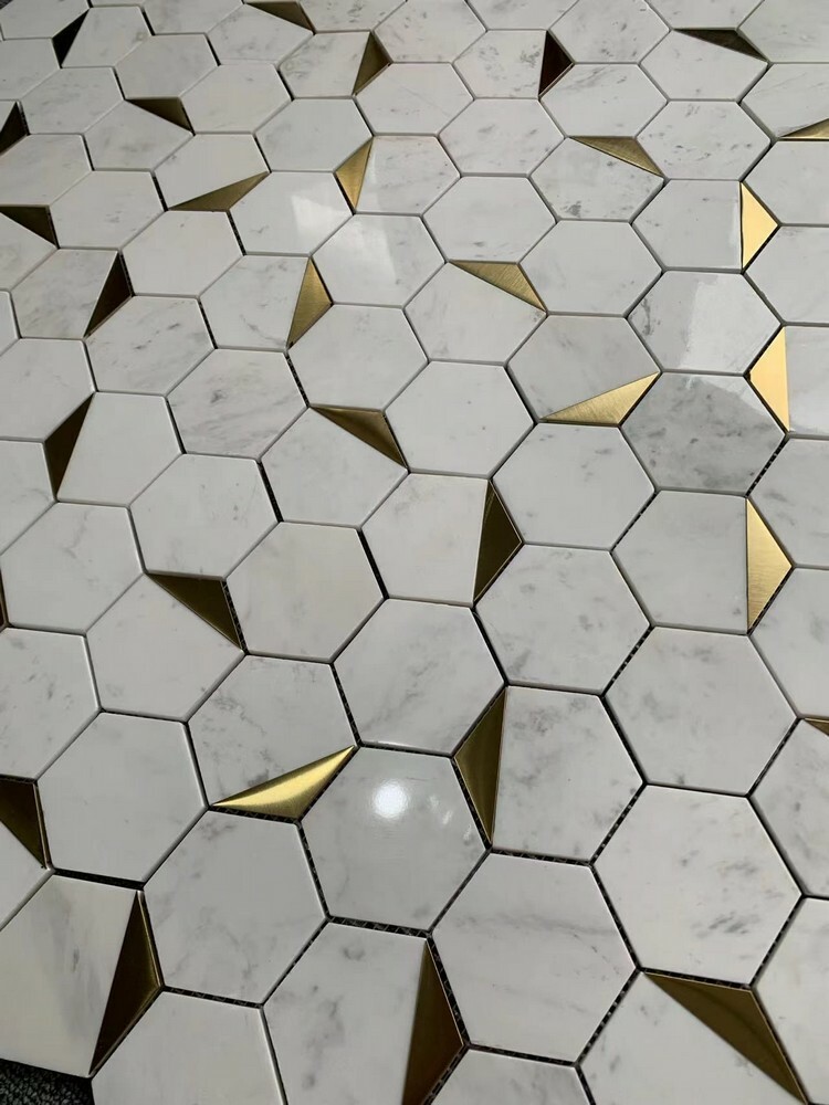 Мозаика HEXAGON CARRARA GOLD серия Hexagon