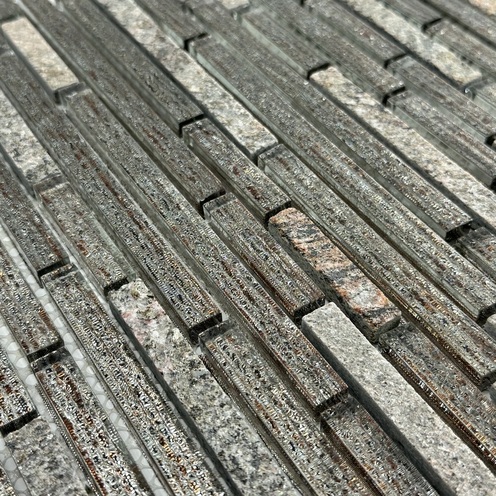 Мозаика STRIPES SILVER PINK серия Glass-M