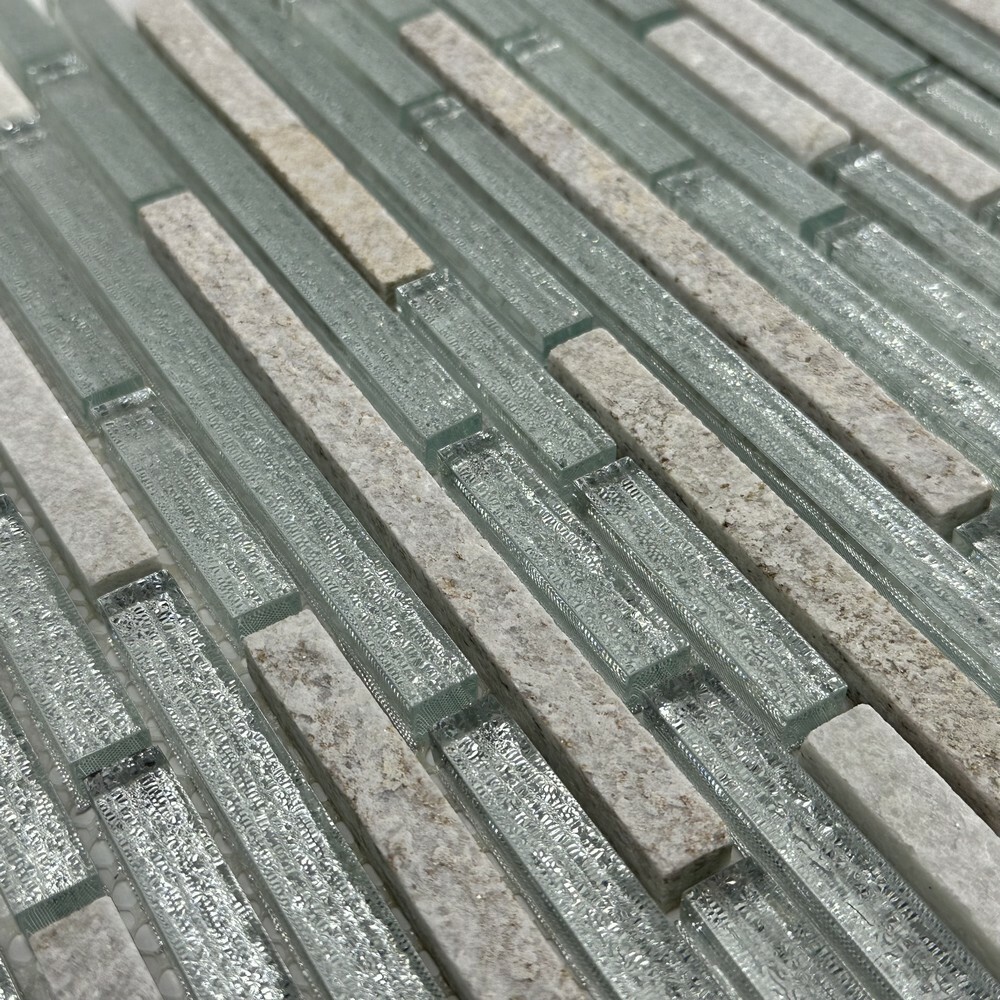 Мозаика STRIPES SILVER WHITE серия Glass-M